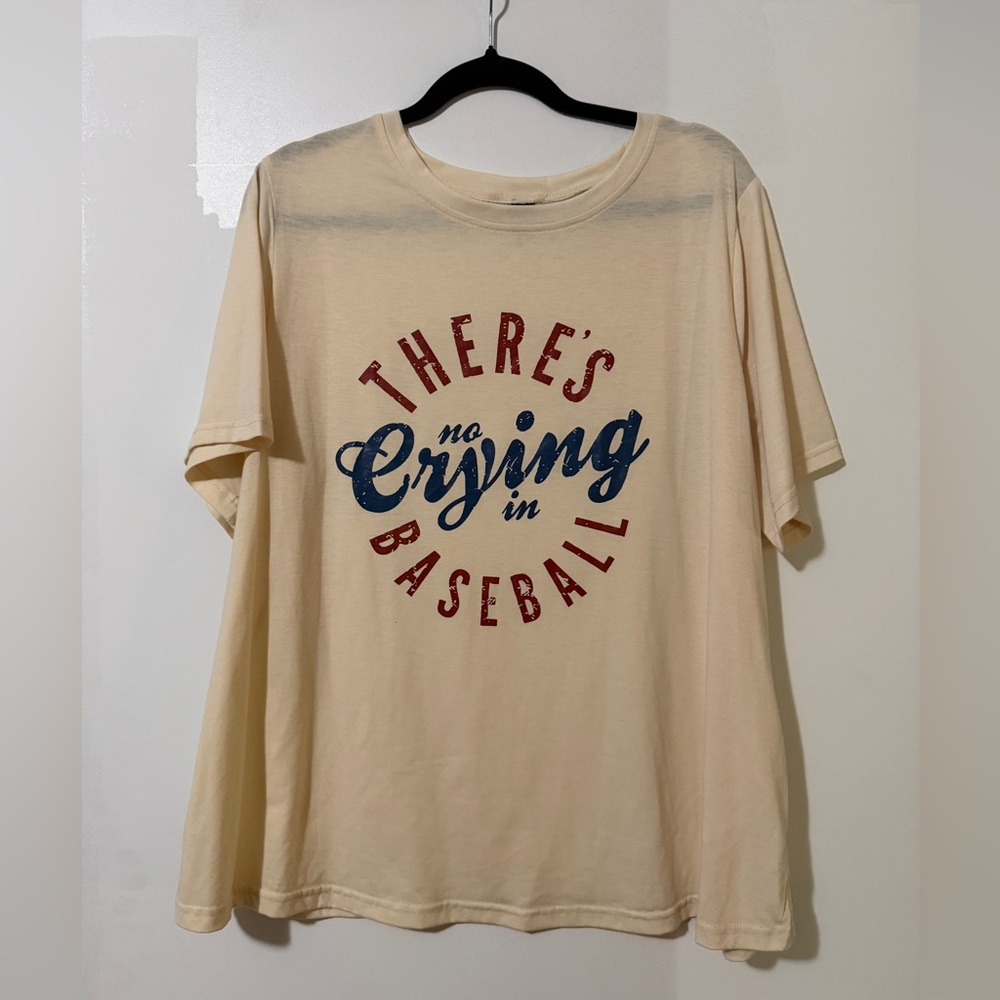 SHEIN Cream Baseball Slogan T-Shirt
